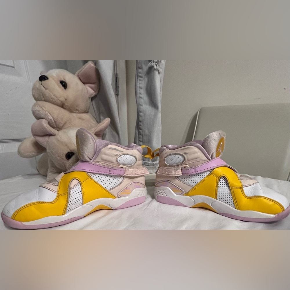 Jordan Sneakers with Pink and Yellow Highlights / Pre-Owned, Clean- No Box - Picture 7 of 10